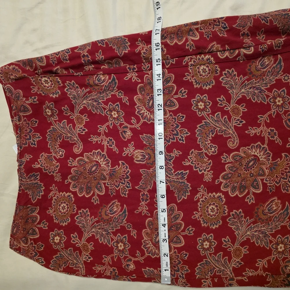 Talbots Vintage Midi Wrap Paisley Red Skirt Petite 90s Equestrian Size 6 Friends